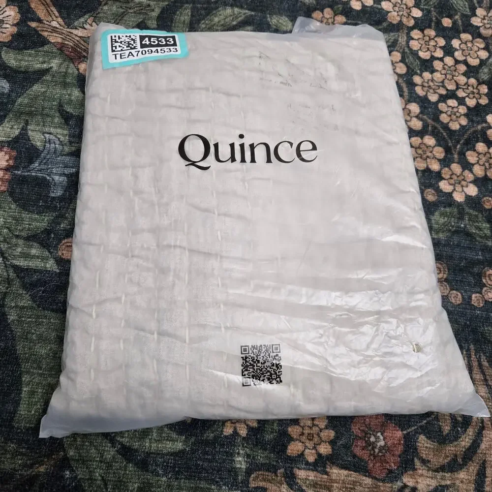 New Quince European Linen Cotton Stitch Quilted Euro Sham 24 x 24 Natural